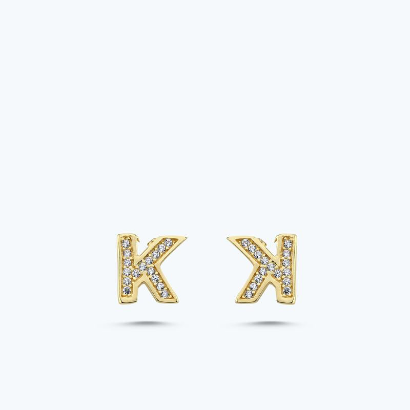 Letter K Gold Earring