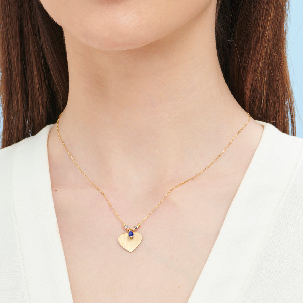 Marin Collier Or Coeur & Pierre Lapis