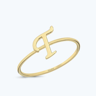 Letter T Gold Ring