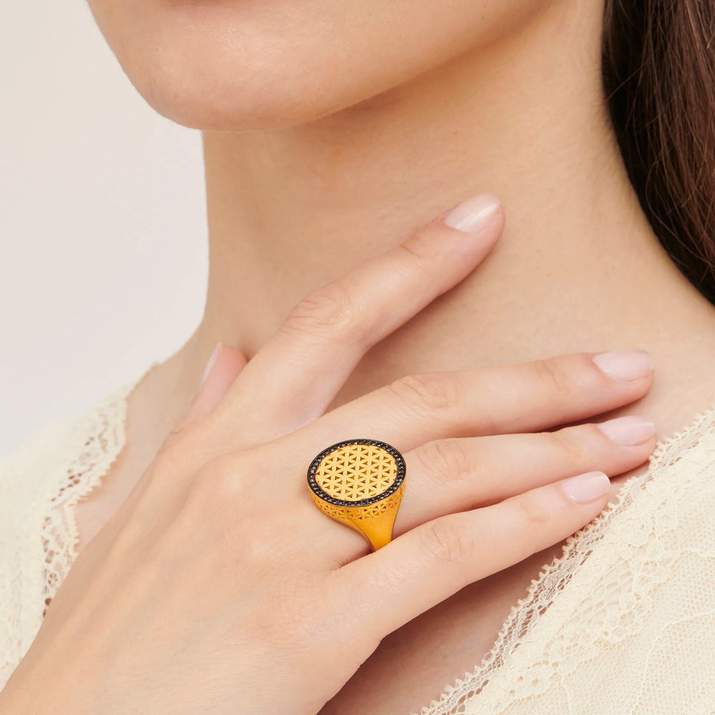 22K Flower of Life Gold Ring