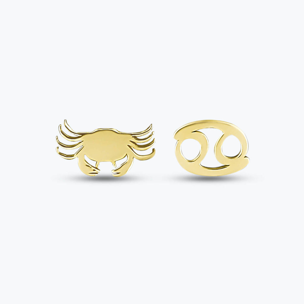 Zodiac Sign Carb Gold Earrings