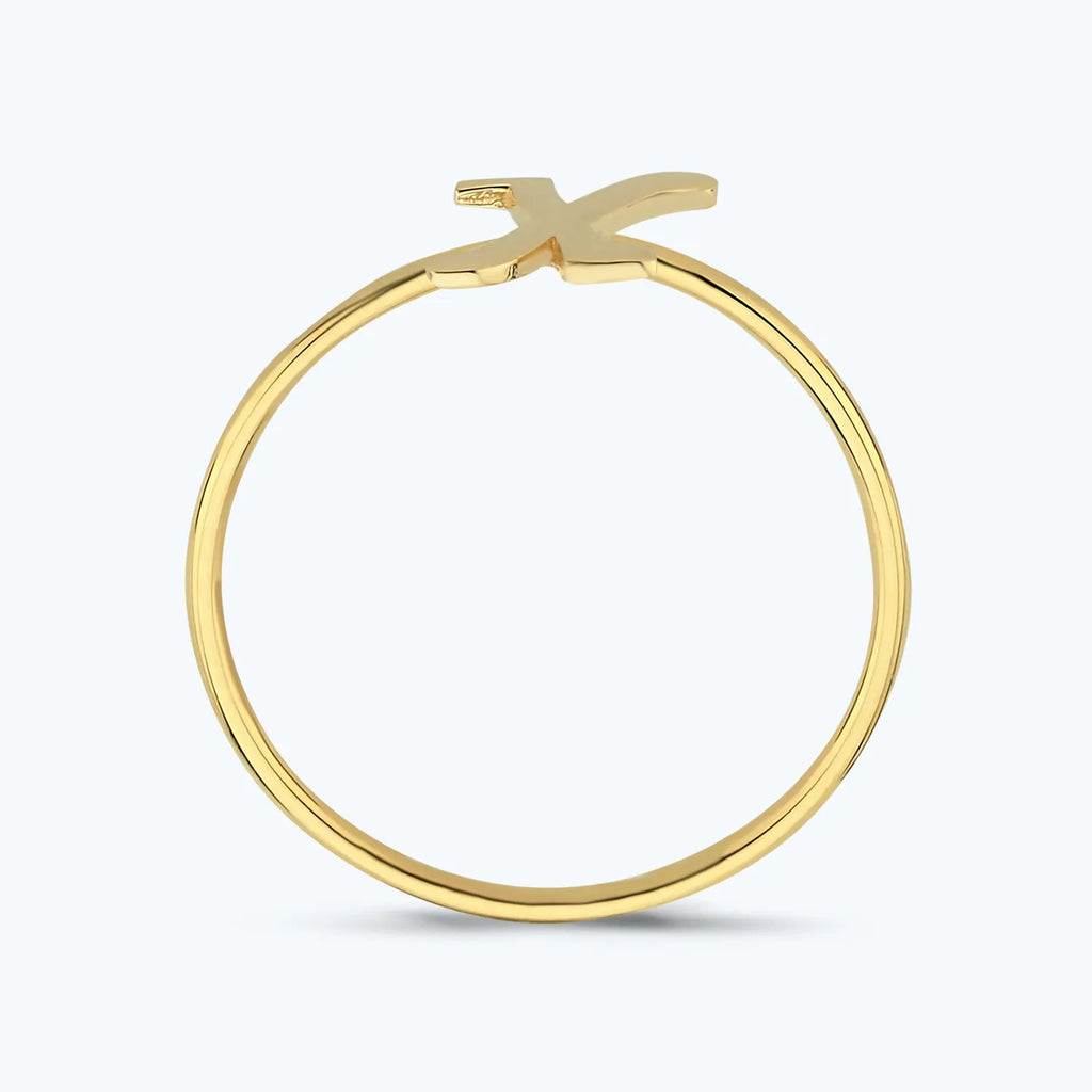 Letter X Gold Ring