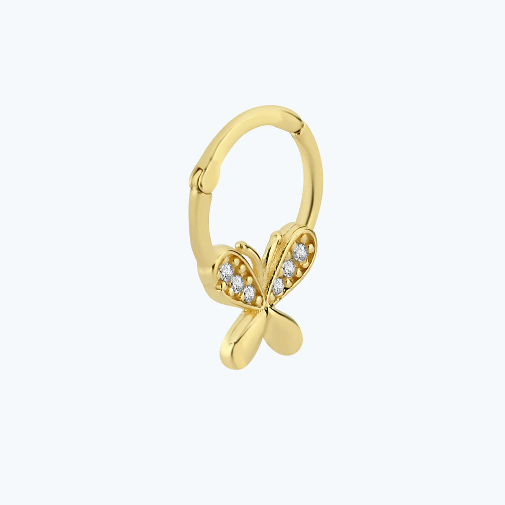 Butterfly Gold Hoop Clicker Piercing